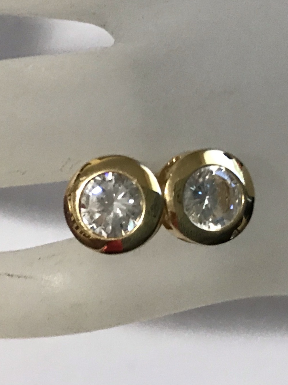 14K Yellow Gold Diamonique Stud Earrings